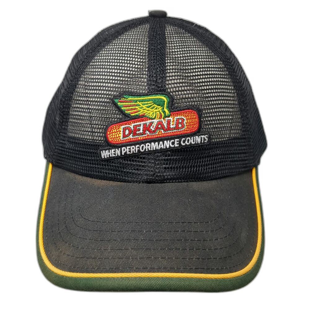 K-Products Black Trucker Hat One Size DEKALB Corn Logo Mesh Snapback Agriculture